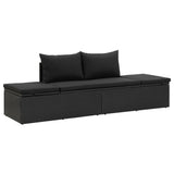NNEVL Sun Bed with Cushions Poly Rattan Black