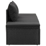 NNEVL Sun Bed with Cushions Poly Rattan Black