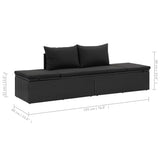 NNEVL Sun Bed with Cushions Poly Rattan Black