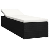 NNEVL Sun Lounger with Cushion and Tea Table Poly Rattan Cream White