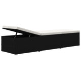 NNEVL Sun Lounger with Cushion and Tea Table Poly Rattan Cream White