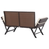 NNEVL Garden Bench with Cushions 176 cm Brown Poly Rattan