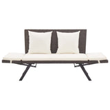 NNEVL Garden Bench with Cushions 176 cm Brown Poly Rattan