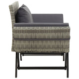 NNEVL Garden Bench with Cushions 176 cm Grey Poly Rattan