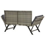 NNEVL Garden Bench with Cushions 176 cm Grey Poly Rattan