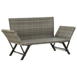 NNEVL Garden Bench with Cushions 176 cm Grey Poly Rattan