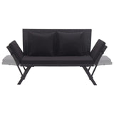 NNEVL Garden Bench with Cushions 176 cm Black Poly Rattan