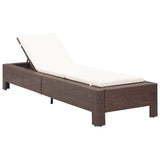 NNEVL Sunbed with Cushion Brown Poly Rattan