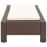 NNEVL Sunbed with Cushion Brown Poly Rattan