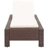 NNEVL Sunbed with Cushion Brown Poly Rattan