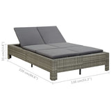 NNEVL 2-Person Sunbed with Cushion Grey Poly Rattan