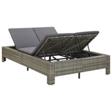 NNEVL 2-Person Sunbed with Cushion Grey Poly Rattan