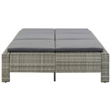 NNEVL 2-Person Sunbed with Cushion Grey Poly Rattan