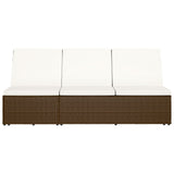 NNEVL Convertible Sun Bed with Cushion Poly Rattan Brown