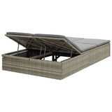 NNEVL Convertible Sun Bed with Cushion Poly Rattan Grey