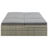 NNEVL Convertible Sun Bed with Cushion Poly Rattan Grey
