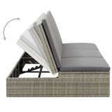 NNEVL Convertible Sun Bed with Cushion Poly Rattan Grey