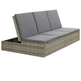 NNEVL Convertible Sun Bed with Cushion Poly Rattan Grey