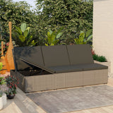 NNEVL Convertible Sun Bed with Cushion Poly Rattan Grey
