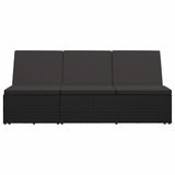 NNEVL Convertible Sun Bed with Cushion Poly Rattan Black