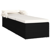 NNEVL Sun Lounger with Canopy and Cushion Poly Rattan Cream White