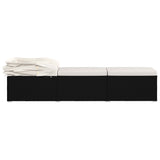NNEVL Sun Lounger with Canopy and Cushion Poly Rattan Cream White