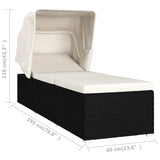 NNEVL Sun Lounger with Canopy and Cushion Poly Rattan Cream White