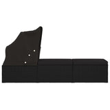 NNEVL Sun Lounger with Canopy and Cushion Poly Rattan Black