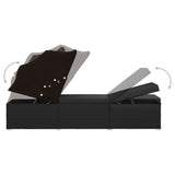 NNEVL Sun Lounger with Canopy and Cushion Poly Rattan Black