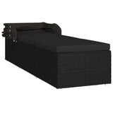 NNEVL Sun Lounger with Canopy and Cushion Poly Rattan Black