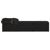 NNEVL Sun Lounger with Canopy and Cushion Poly Rattan Black