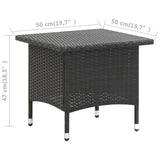 NNEVL Tea Table Black 50x50x47 cm Poly Rattan