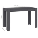 NNEVL Dining Table Grey 120x60x76 cm Chipboard