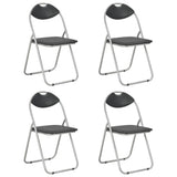 NNEVL Folding Dining Chairs 4 pcs Black Faux Leather
