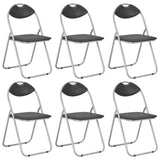 NNEVL Folding Dining Chairs 6 pcs Black Faux Leather