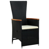NNEVL 9 Piece Outdoor Dining Set with Cushions Poly Rattan Black