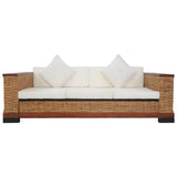 NNEVL 3 Piece Sofa Set with Cushions Brown Natural Rattan
