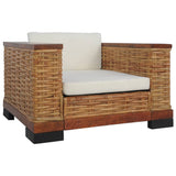 NNEVL 3 Piece Sofa Set with Cushions Brown Natural Rattan