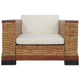 NNEVL 3 Piece Sofa Set with Cushions Brown Natural Rattan