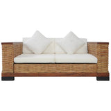 NNEVL 3 Piece Sofa Set with Cushions Brown Natural Rattan