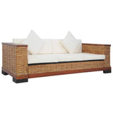 NNEVL 2 Piece Sofa Set with Cushions Brown Natural Rattan