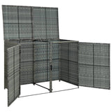 NNEVL Double Wheelie Bin Shed Poly Rattan Anthracite 148x77x111 cm