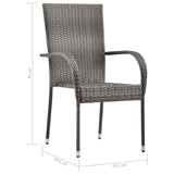 NNEVL Stackable Outdoor Chairs 2 pcs Grey Poly Rattan