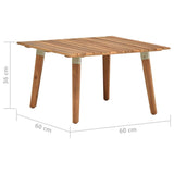 NNEVL Garden Coffee Table 60x60x36 cm Solid Acacia Wood