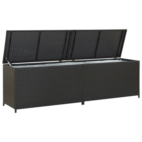 NNEVL Garden Storage Box Poly Rattan 200x50x60 cm Black