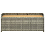 NNEVL Garden Storage Bench 120 cm Poly Rattan Grey