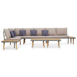 NNEVL 7-Seater Garden Lounge Set with Cushions Solid Acacia Wood Brown