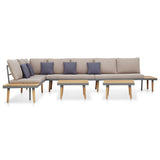 NNEVL 7-Seater Garden Lounge Set with Cushions Solid Acacia Wood Brown