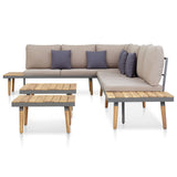 NNEVL 7-Seater Garden Lounge Set with Cushions Solid Acacia Wood Brown