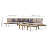NNEVL 7-Seater Garden Lounge Set with Cushions Solid Acacia Wood Brown